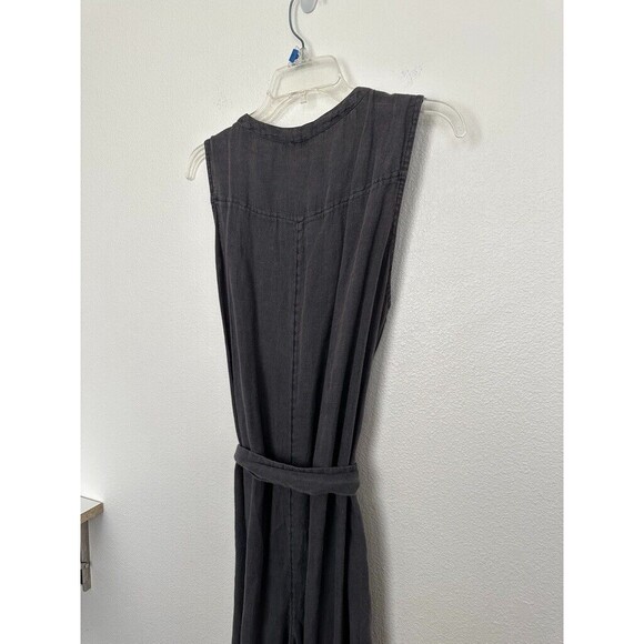 Faherty Hermosa Linen Jumpsuit in Washed Black Full Length Button Size Large NEW - Picture 9 of 13